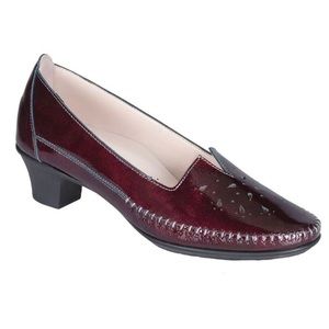 SAS Sonyo Slip On Heel Patent Leather Moccasin Comfort Pump Bordo 10 Double Wide